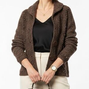 Chadwicks Brown Lambswool Textured Knit Cardigan Sweater Jacket M
